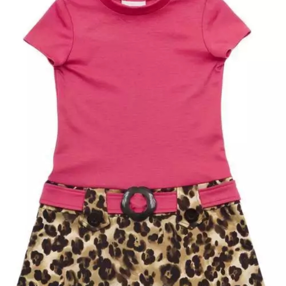 Rare Editions Fuchsia and Leopard Belt Girls Dress size 16